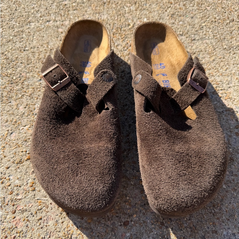 Birkenstock Brown Suede Boston Clogs